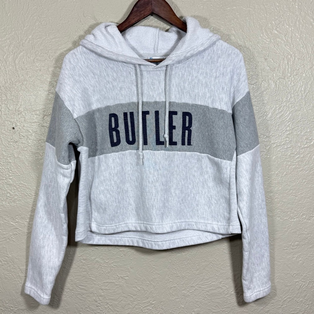 Butler‎ Champion Reverse Weave Hoodie Cropped Sweatshirt Small Spellout Logo Y2K
